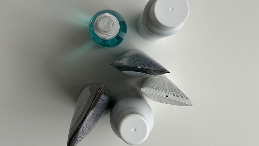 Assorted beauty products at HAUS OF BLONDE, Poway, California, US.