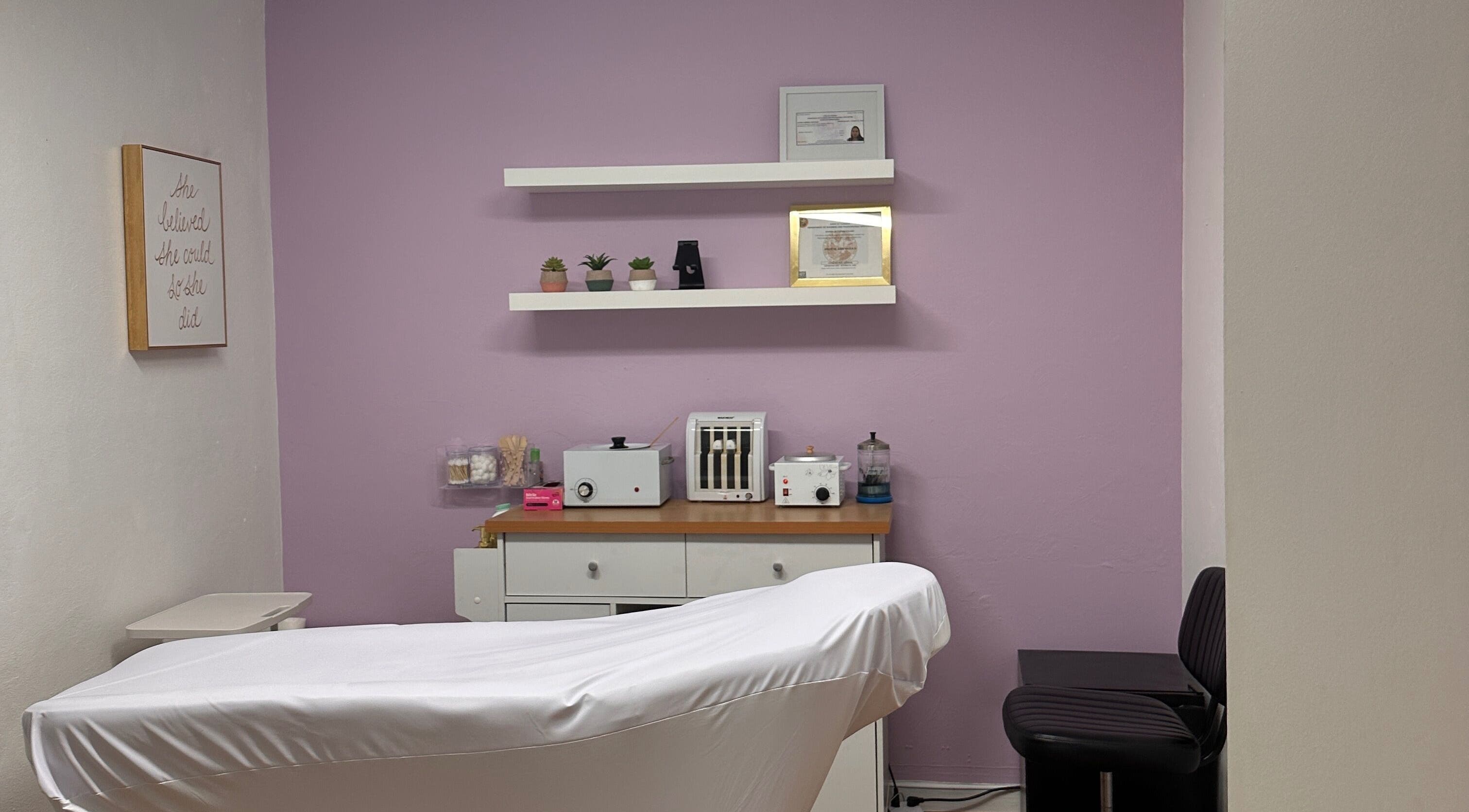 Peaceful waxing room at Waxing by Ana Spadeto in Pompano Beach, Florida, US, featuring a gentle ambiance.