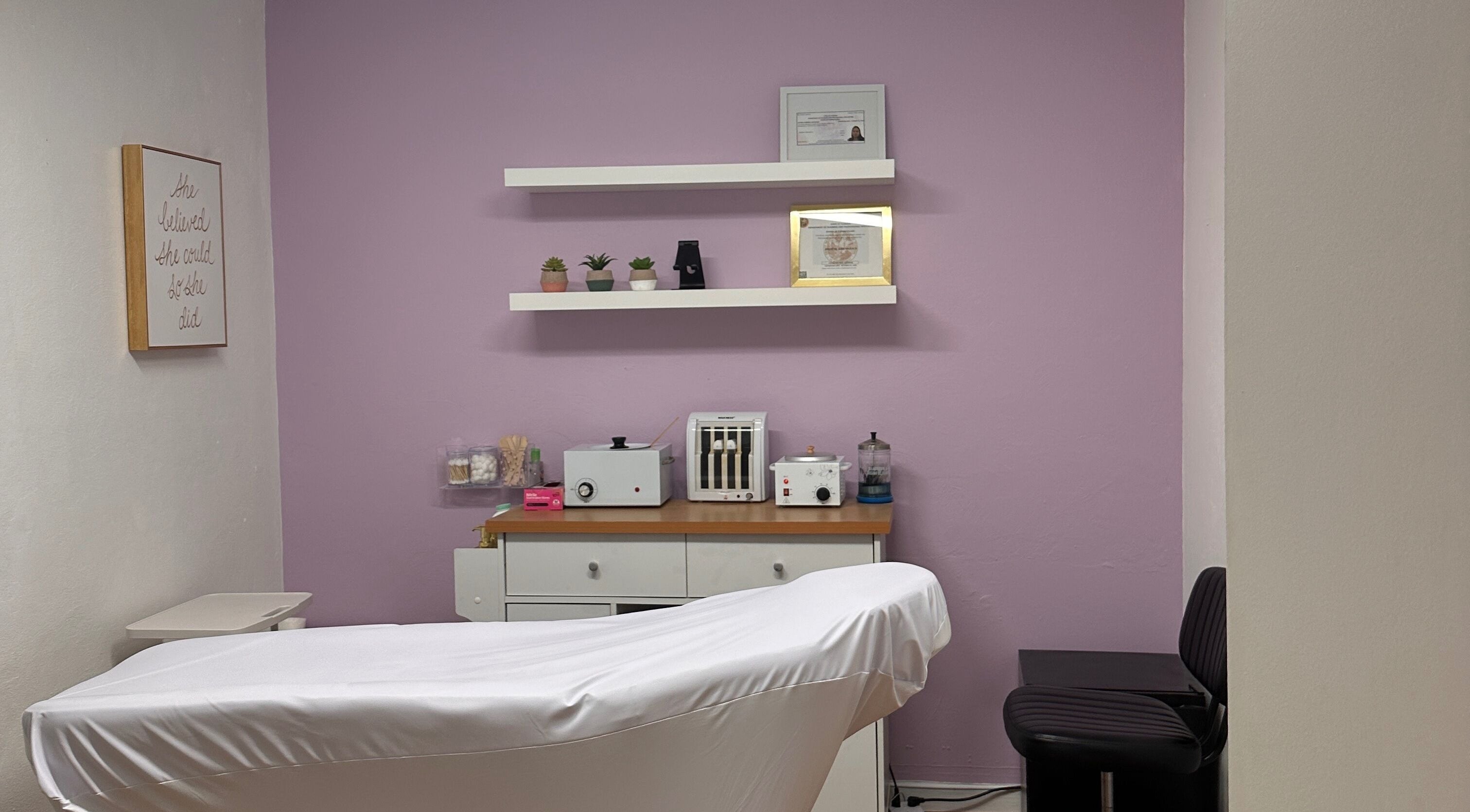 Peaceful waxing room at Waxing by Ana Spadeto in Pompano Beach, Florida, US, featuring a gentle ambiance.