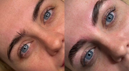 Before and after brow transformation at Untitled Beauty, Melbourne, Victoria, AU, showcasing enhanced brows.