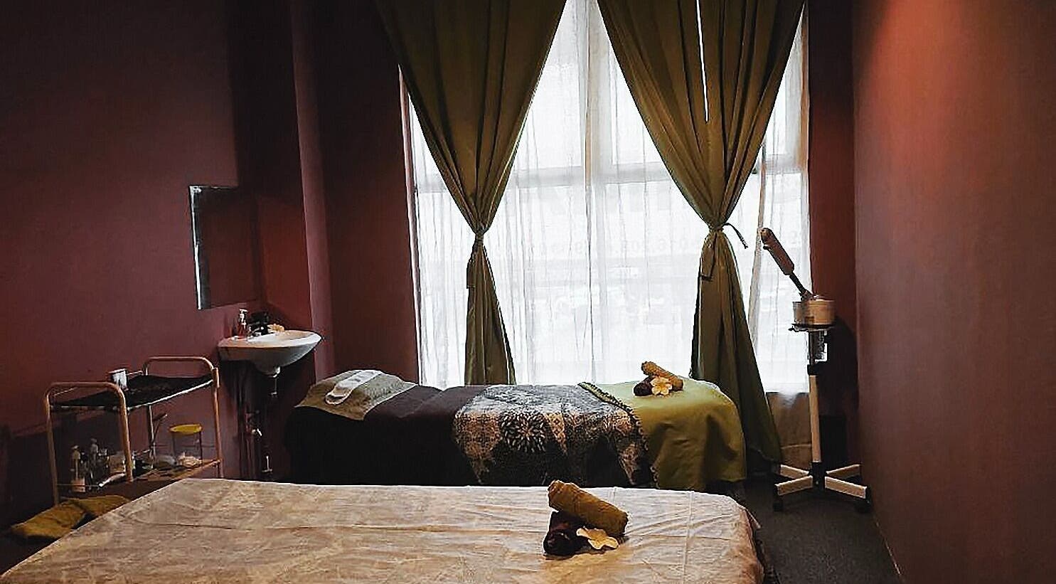 Serene treatment room at Yoyoy Kamphora Spa at Taman Melawati, Kuala Lumpur, ready for a peaceful experience.