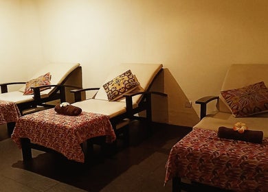 Relax in serene lounge chairs at Yoyoy Kamphora Spa @ Thistle Port Dickson Resort (Santai Spa), Port Dickson, Negeri Sembilan, MY.