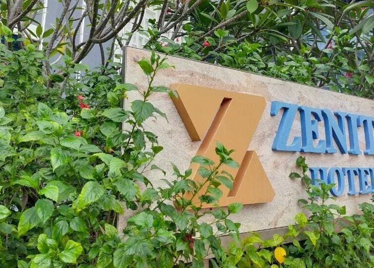 Entrance sign surrounded by lush greenery at Yoyoy Kamphora Spa @ Zenith Hotel Putrajaya, Wilayah Persekutuan, MY.