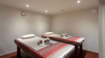 Luxurious massage room with twin beds at Even Thai Spa, London, England, GB.