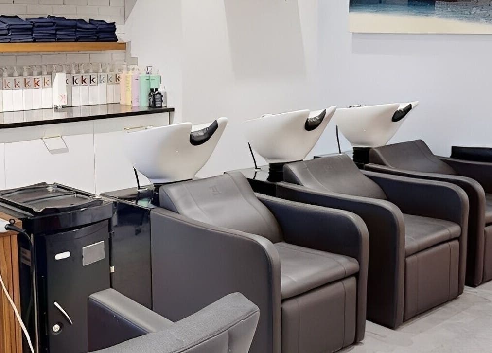 Elegant hair wash stations at The Loft, Canmore, Alberta, CA, offering a serene salon experience.