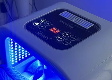 LED light therapy device at Tynaesthetics_ in London, England, GB for advanced skincare treatments.