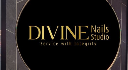 Elegant sign of Divine Nails Studio located in WA, Western Australia, AU, showcasing 'Service with Integrity'.