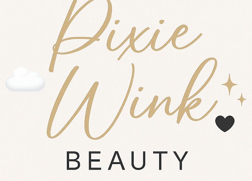 Logo of Pixie Wink Beauty featuring elegant script and icons in Ballarat, VIC, AU.