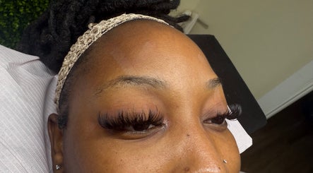 Close-up of eyelash extensions at Kiss My Lash, Nassau, New Providence, BS.