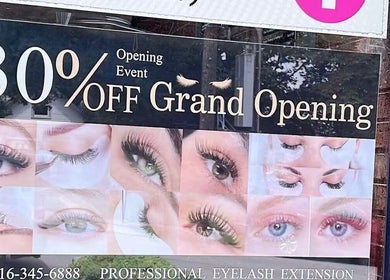 Her Eyelashes & Beauty新店开业宣传广告，位于纽约市，美国，特别优惠30%。