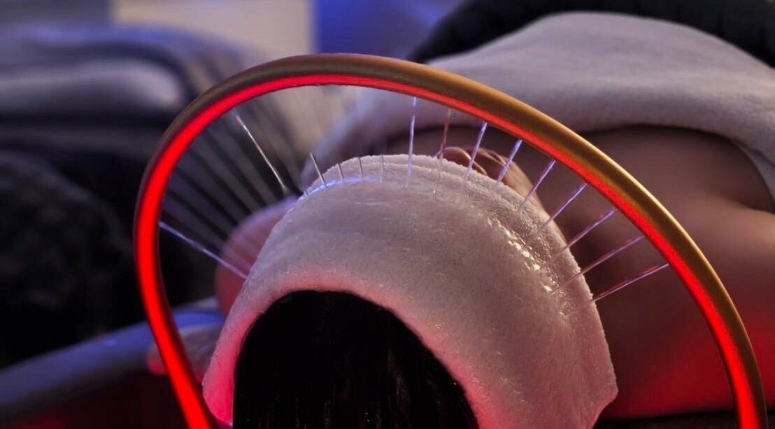 Relaxing treatment at Vital Glow Head Spa & Skin Care Devonport, Tasmania, AU with a unique halo light therapy.