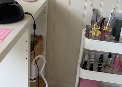 Nail care station at Nails By Gracie, Swindon, England, GB featuring tools and polishes.