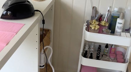 Nail care station at Nails By Gracie, Swindon, England, GB featuring tools and polishes.