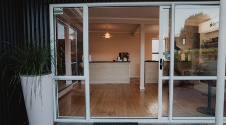 Entrance of Pure Day Spa in Kerikeri, Northland, NZ showing modern decor and inviting atmosphere.
