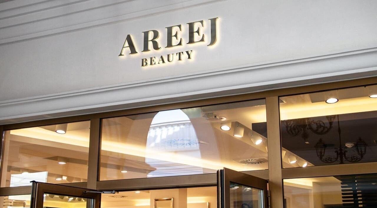 Entrance of Areej Beauty Spa in Seeb, Muscat Governorate, OM showcases elegant lighting and modern design.