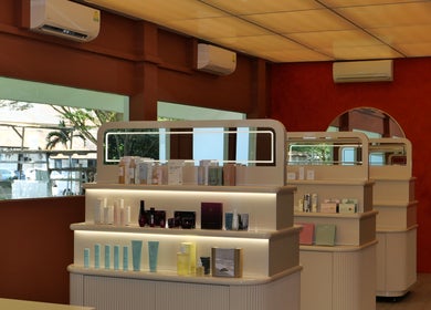 Elegant product display in Reverie On Hill, Singapore, Singapore, SG. Luxurious skincare and beauty items showcased.