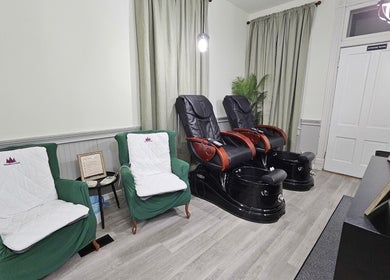 Relaxing pedicure chairs at Centered Wellness Clinic and Spa, Wentzville, Missouri, US.