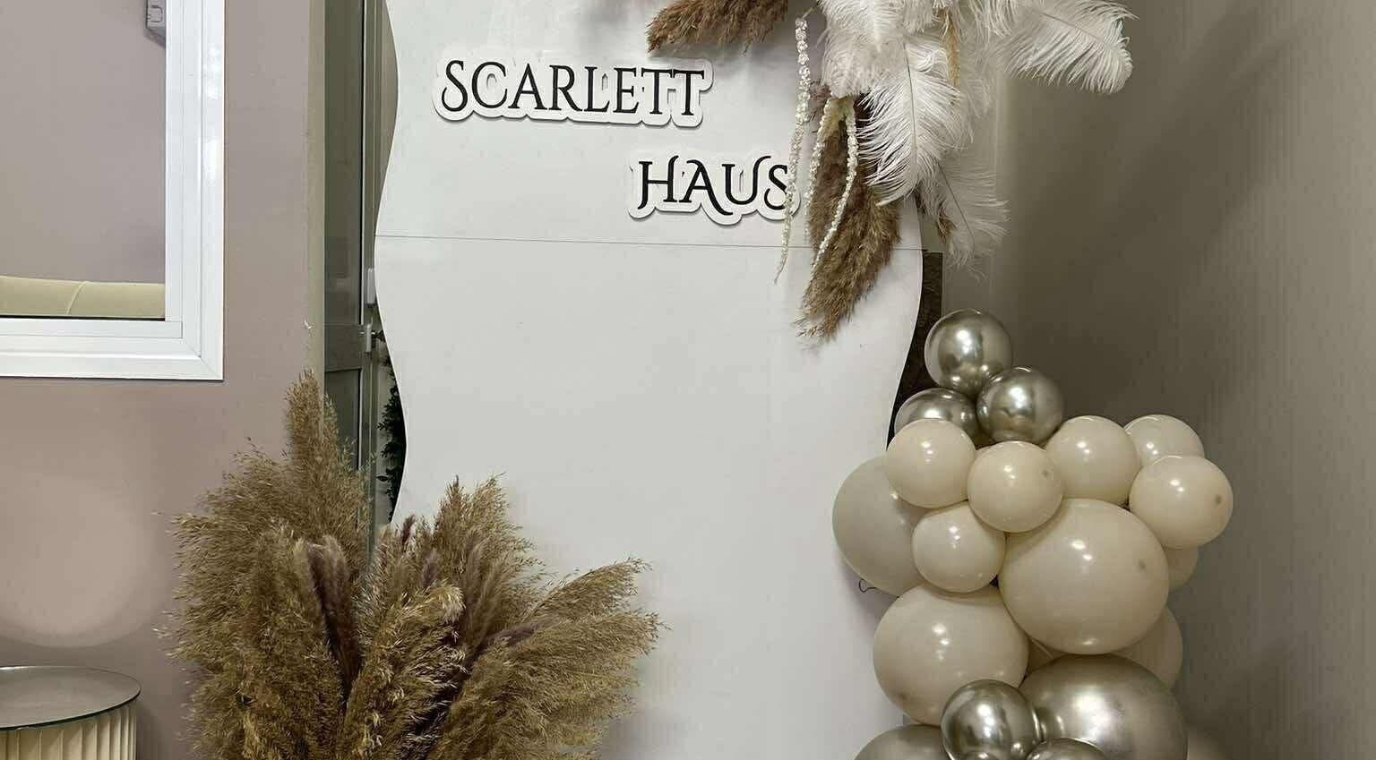 Beautifully decorated entrance with pampas grass and balloons at Karina, Varna, Varna, BG.