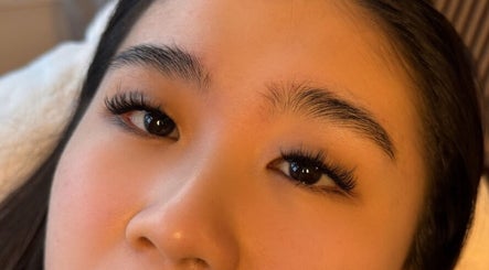 Close-up of styled eyelashes at Nicki Does Beauty in Bristol, England, GB.