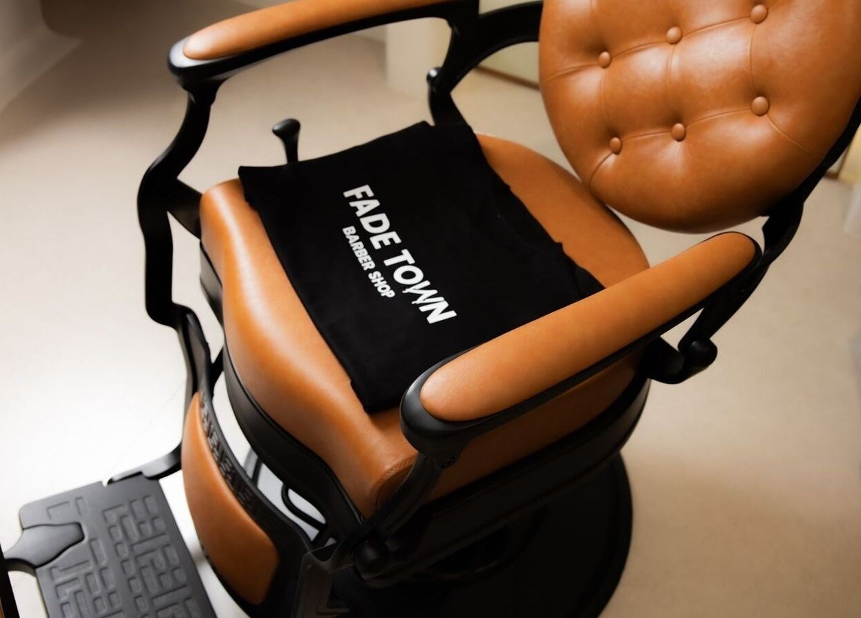 Elegant barber chair at Fadetown, Riyadh, Riyadh Province, SA. Enhancing style and comfort in grooming services.