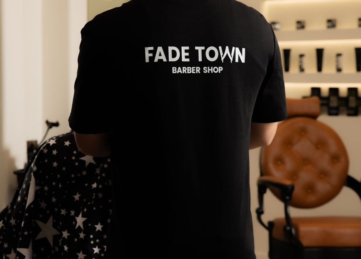 Fadetown Barber Shop interior with stylish chair in Riyadh, Riyadh Province, SA.