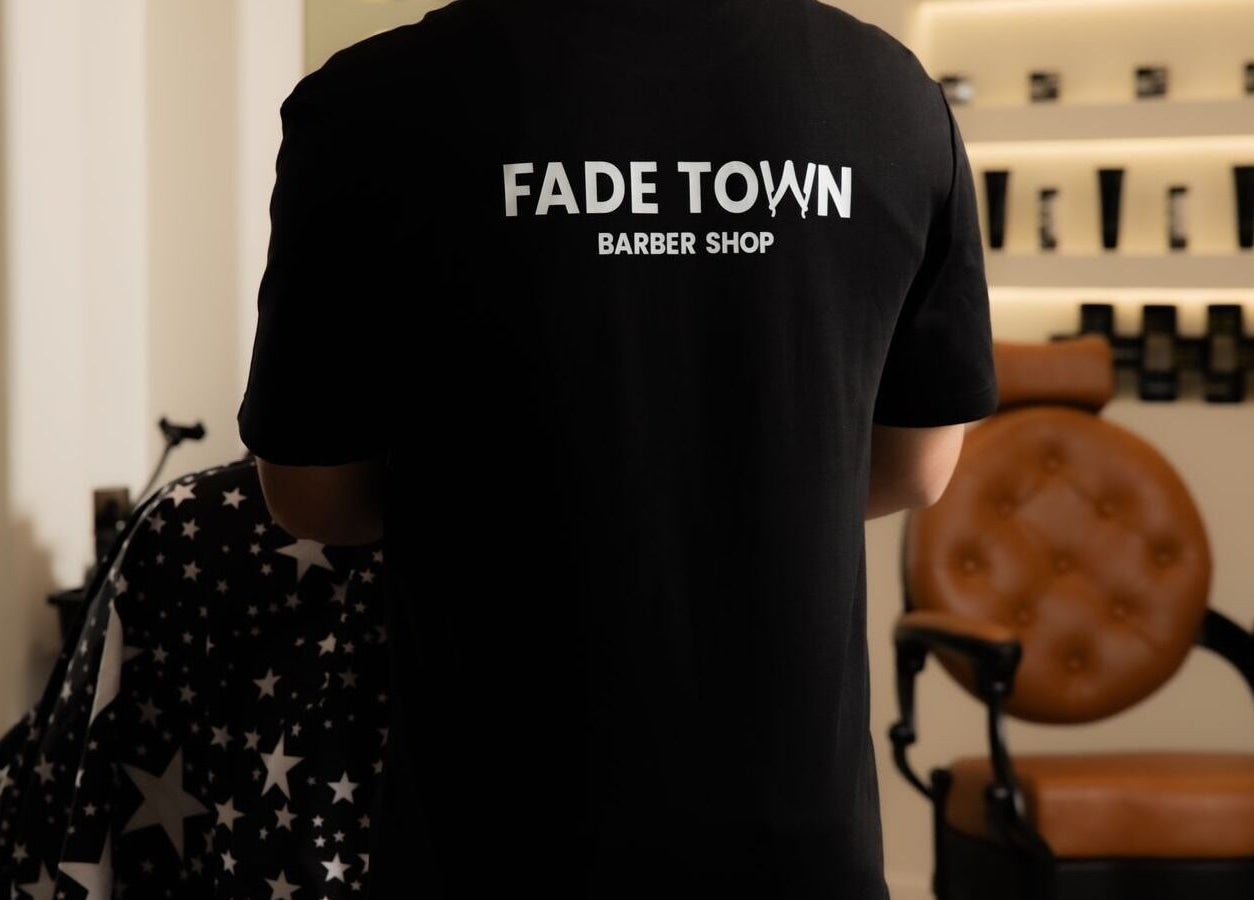 Fadetown Barber Shop interior with stylish chair in Riyadh, Riyadh Province, SA.