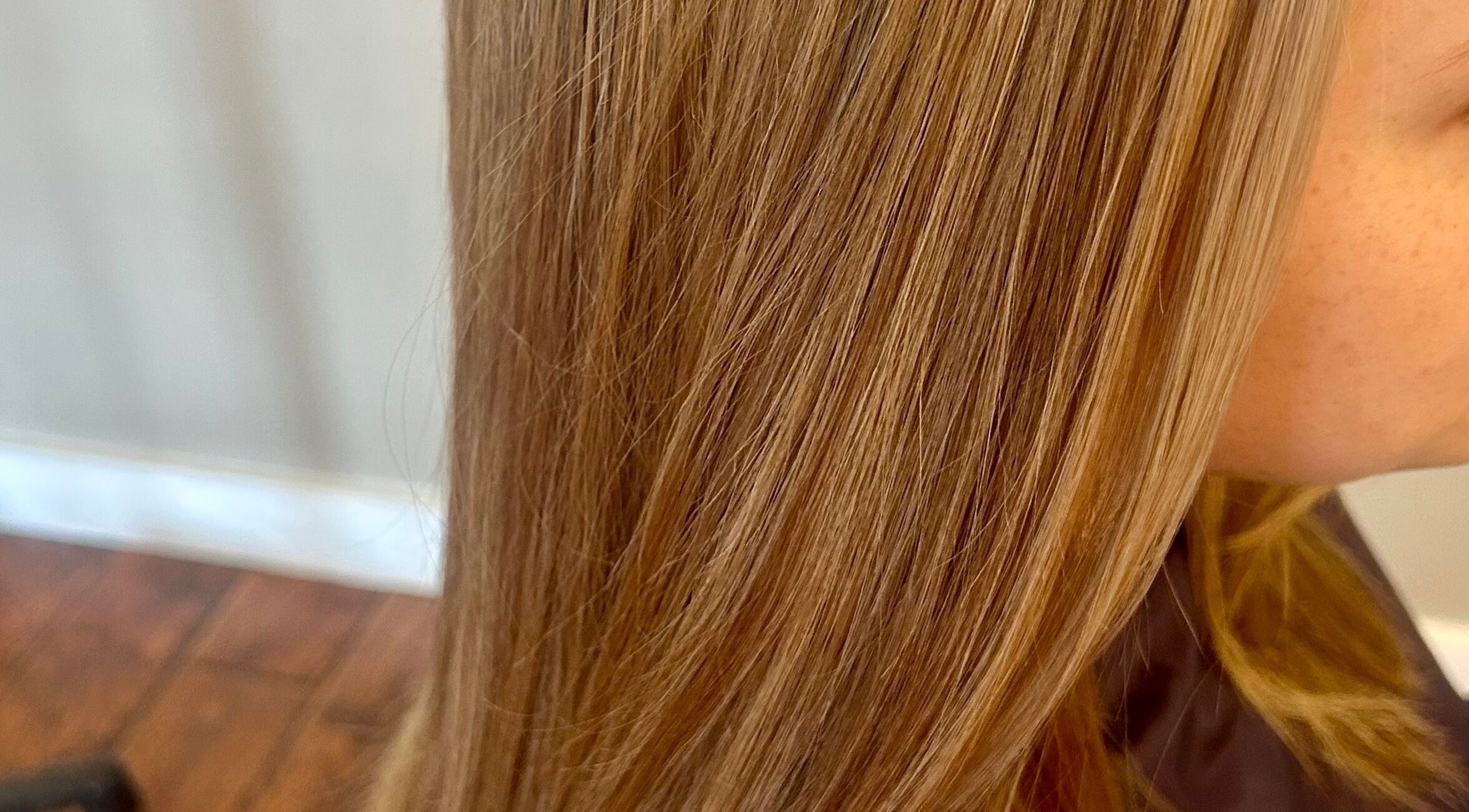 Smooth, styled hair at Sharon @ Studio504 in Bangor, Maine, US.