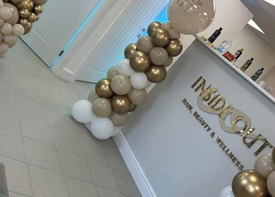 Stylish balloon decor at Inside Out Hair Beauty Wellness in Seaham, England, GB, enhancing the welcoming reception.