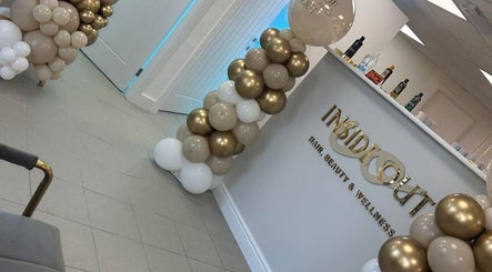 Stylish balloon decor at Inside Out Hair Beauty Wellness in Seaham, England, GB, enhancing the welcoming reception.