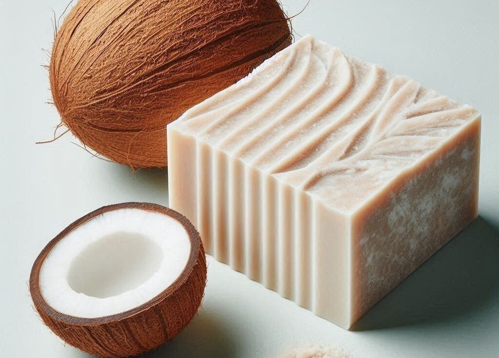 Natural coconut soap at SD Brazilians, San Diego, California, US. Organic skincare essentials for radiant skin.