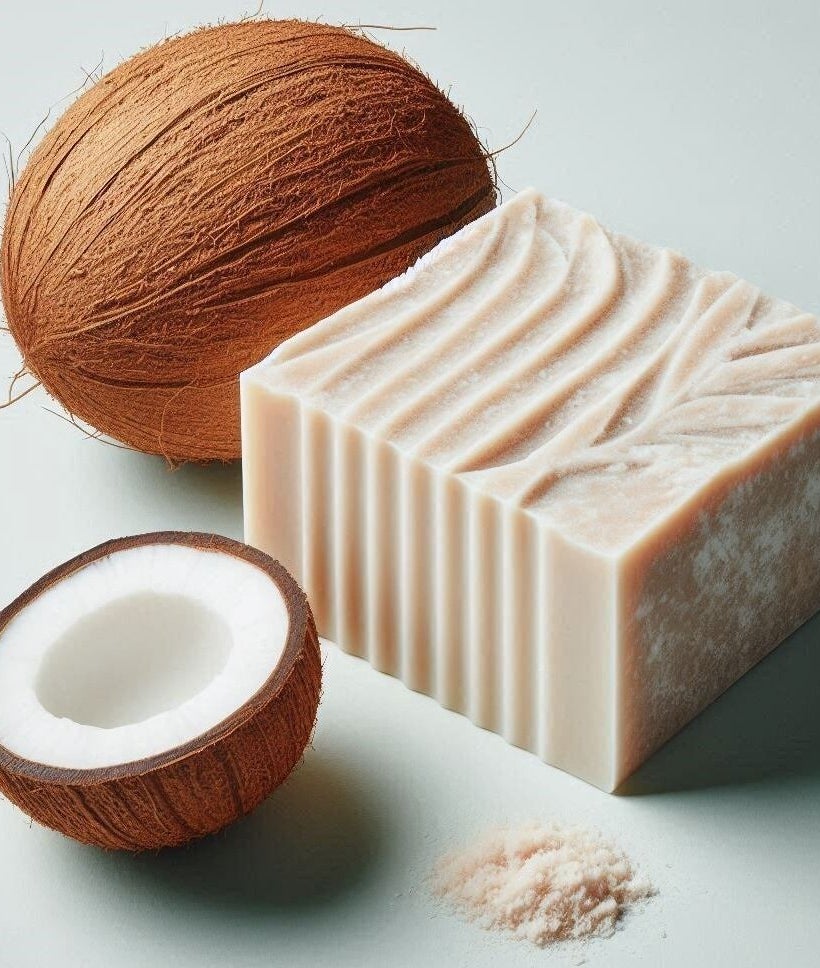 Natural coconut soap at SD Brazilians, San Diego, California, US. Organic skincare essentials for radiant skin.