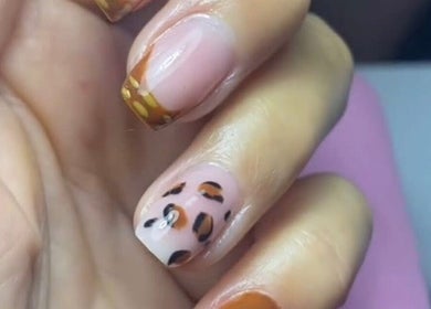 Leopard print nail art at Dream Nails by Anna, Barking, England, GB.