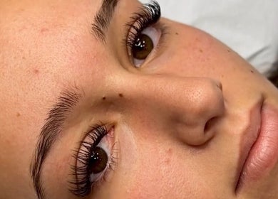 Close-up of styled lashes at Lashes By Lucie in Watford, England, GB.