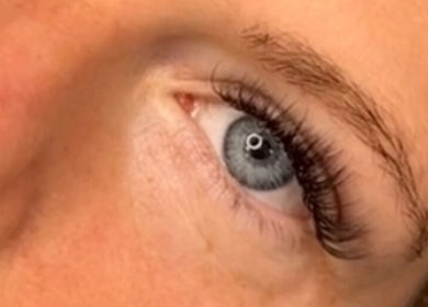 Close-up of expertly applied eyelashes at Lashes By Lucie, Watford, England, GB, showcasing detailed workmanship.