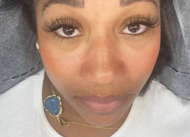 Close-up of eyelash extensions from Lash Paradise, New York, New York, US.