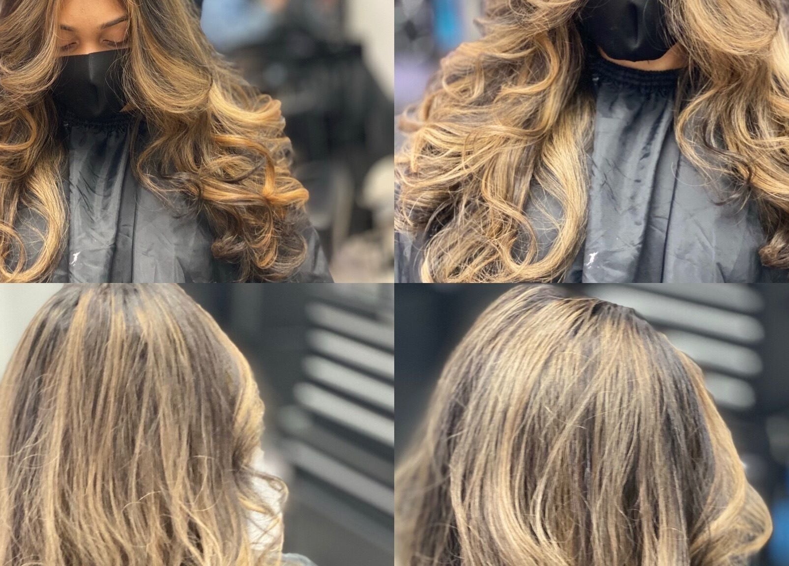 Stylish wavy hairstyle with highlights at Glam on the go, US. Perfect for a chic transformation.