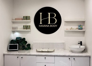 Modern vanity at Havana Body, Cronulla, New South Wales, AU with sleek design and branding.