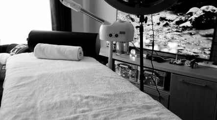Massage bed setup at Aura Spa Studio (home), London, England, GB, offering relaxation and wellness services.