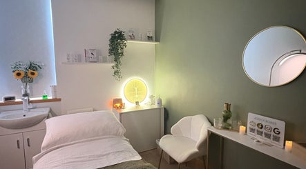 Relaxing treatment room at Jessica Bower Wellness, St Albans, England, GB, with calming decor and ambient lighting.