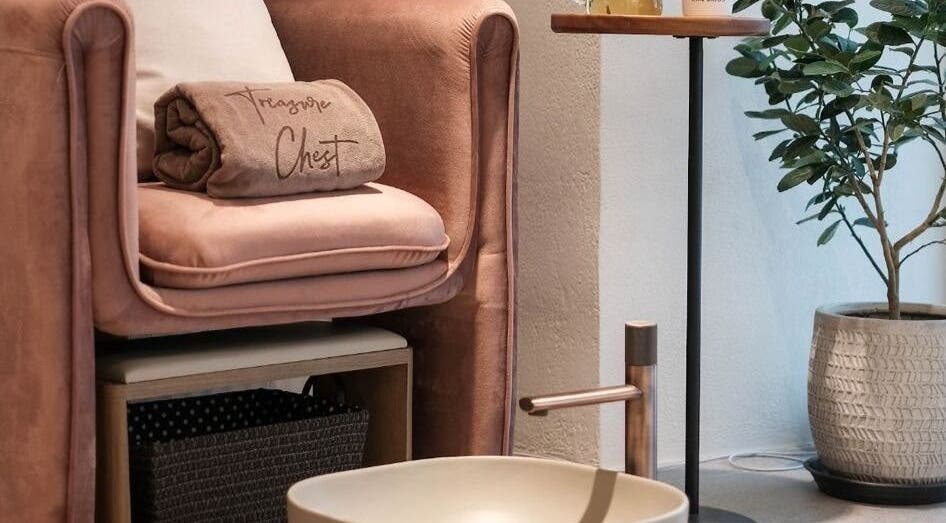Luxurious pedicure chair at Treasure Chest Nail Salon on Hong Kong Island, HK.