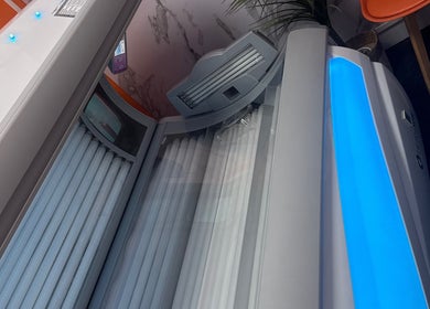 Modern tanning bed at Shelby Marie Nail Artistry, Gorleston on Sea, England, GB for a sun-kissed glow.
