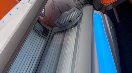 Modern tanning bed at Shelby Marie Nail Artistry, Gorleston on Sea, England, GB for a sun-kissed glow.