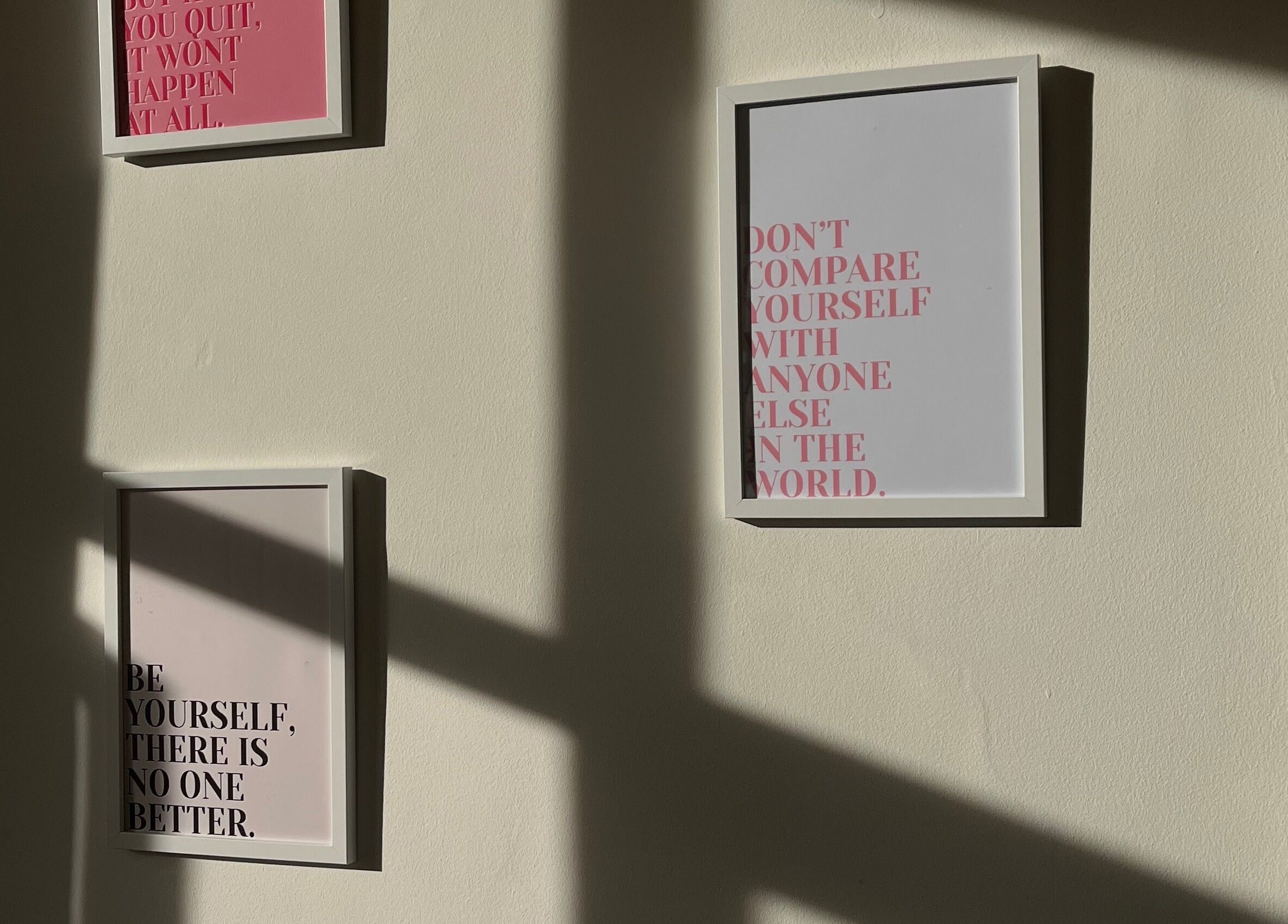 Motivational quotes decorating the wall at The Essence Of Beauty, Chatburn, England, GB.