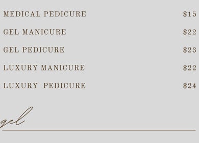 L'esthetic menu listing manicure and pedicure prices in Jabal Lubnan, Jabal Lubnan, LB