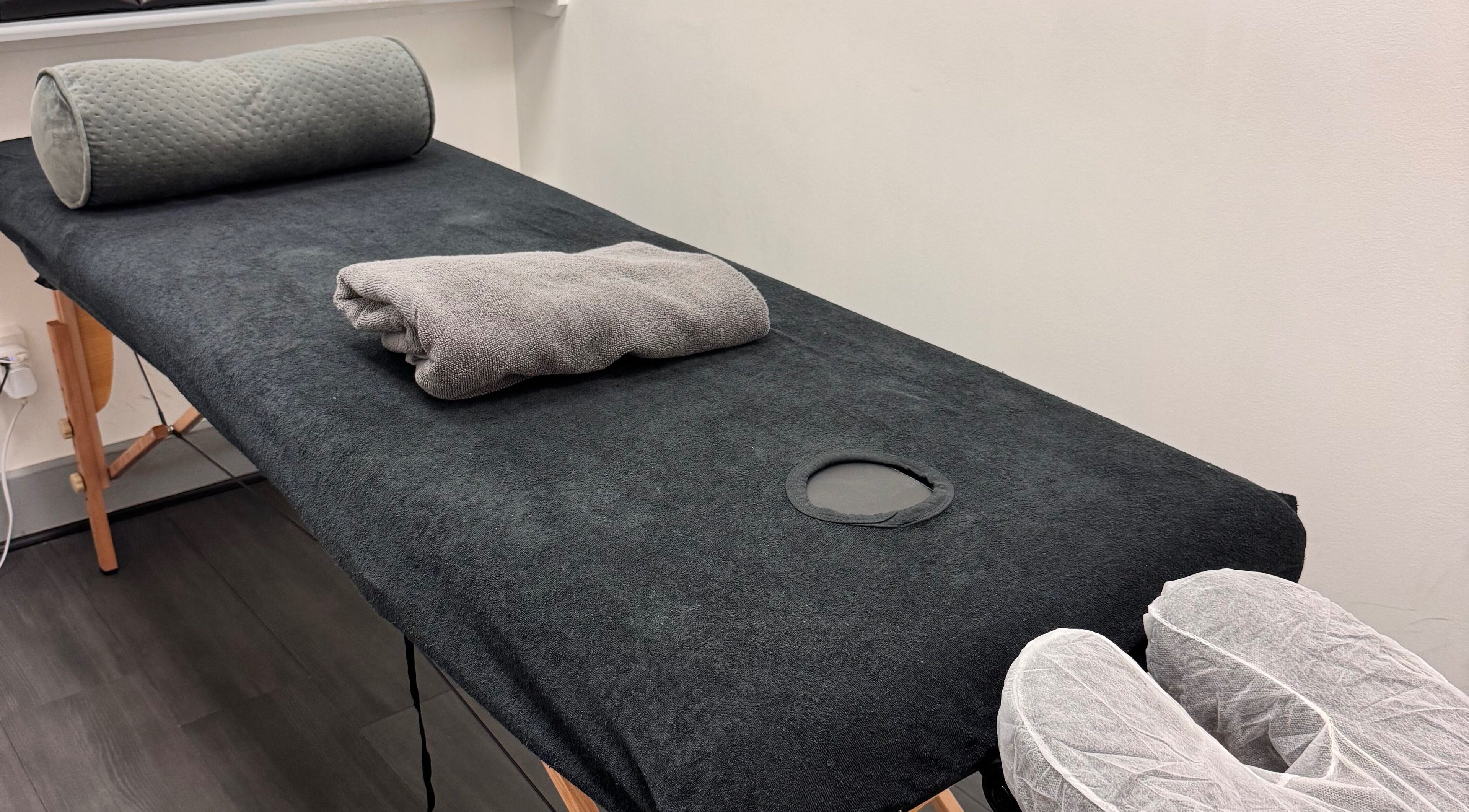 Massage table setup at CORALIGN Sports Massage, Royal Tunbridge Wells, England, GB. Ideal for relaxation.