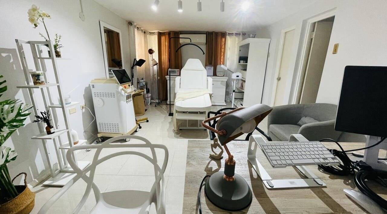 Dr. Trishany Adams spa interior in Kingston, St. Andrew Parish, JM with treatment chair and modern decor.