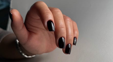 Close-up of sleek black nails at Nails by Ilona, Chicago, United States, US.