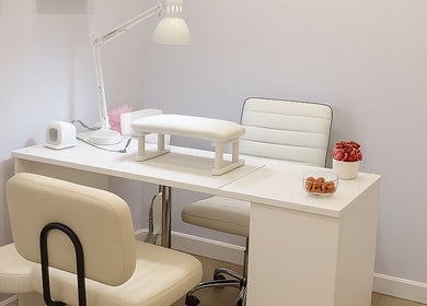 Elegant nail station at Nails by Ilona, Chicago, United States, US. Minimalist design enhances customer experience.