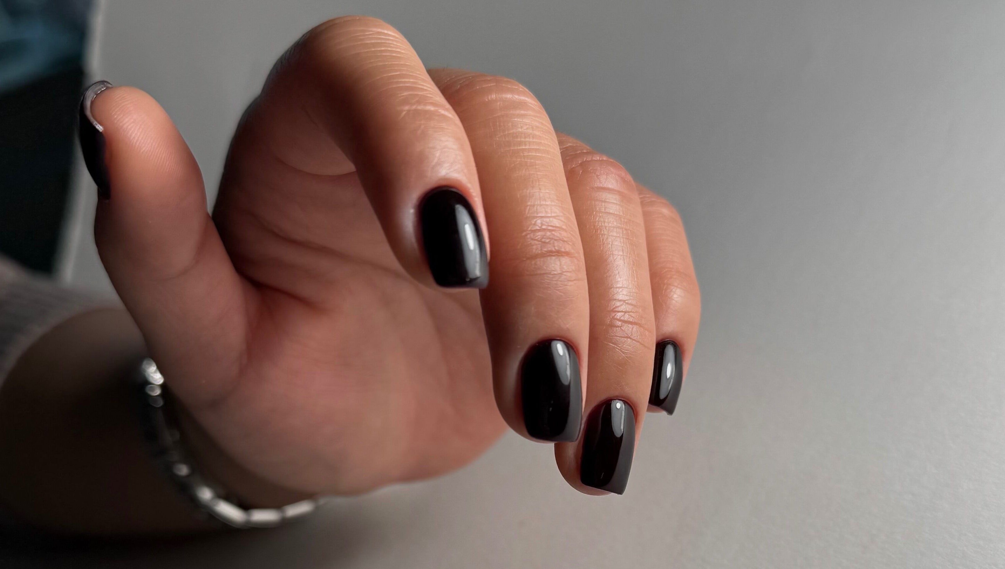 Glossy black nails manicure at Nails by Ilona, Chicago, United States, US.