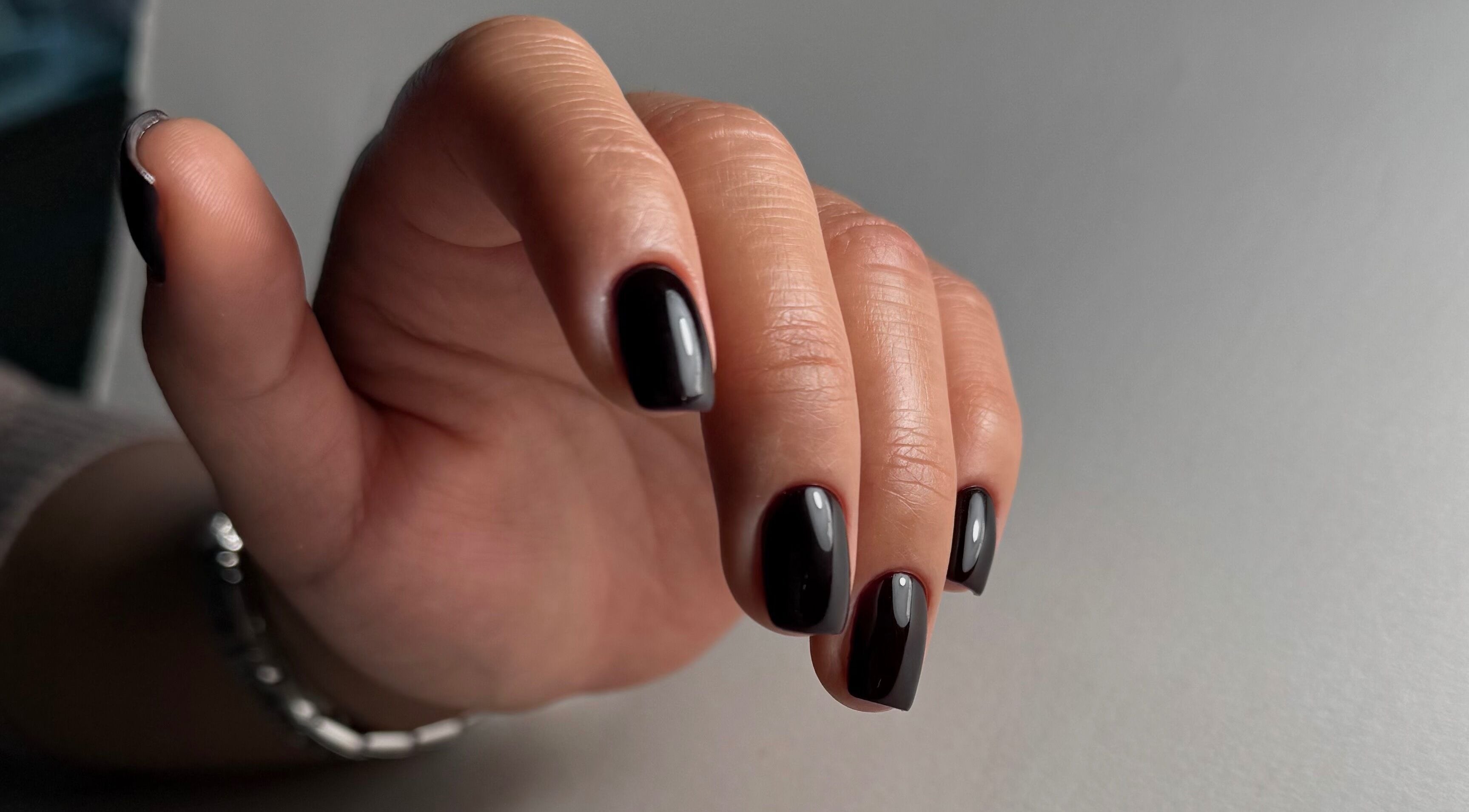 Glossy black nails manicure at Nails by Ilona, Chicago, United States, US.
